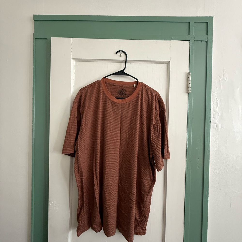 Men's Orange Striped Prana T-Shirt